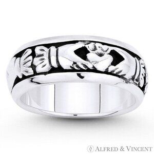 Irish Claddagh Love & Friendship Eternity Band in .925 Sterling Silver - Size 6